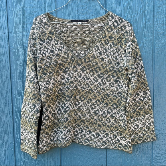 Peruvian Connection Marled Knit Sweater in Green Blue Pima Cotton Size US Small - Picture 1 of 5
